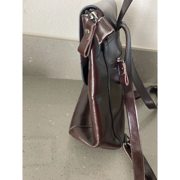 NEW HESHE deep brown leather backpack main image 7